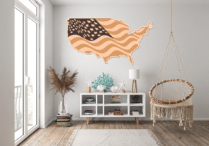 Laser Cut USA Map 4th of July Vector File