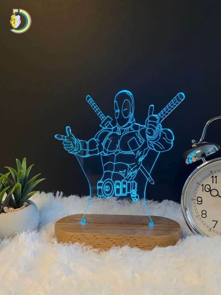 Deadpool 3D Illusion Lamp Acrylic LED CDR Free Vector