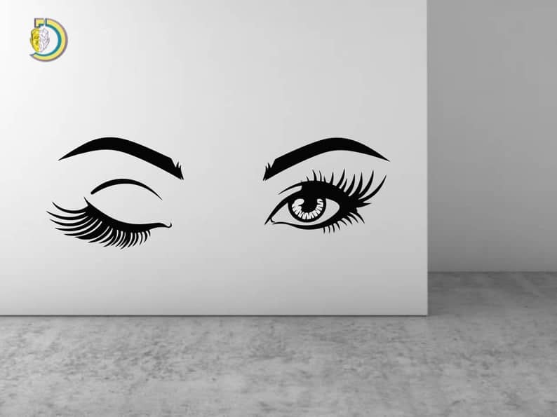 Eyebrows Eyelashes Wall Decor Sticker CDR DXF Free Vector