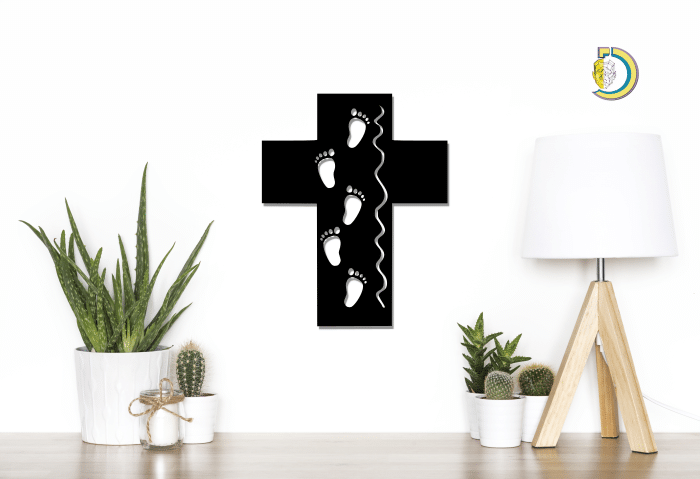 Footprints in the Sand Metal Wall Art Metal Cross Art Metal Cross