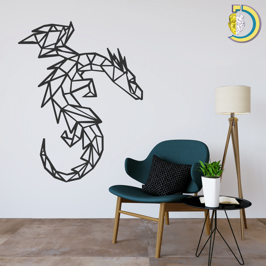 Geometric Dragon Metal Wall Art Gift Nursery Wall Art