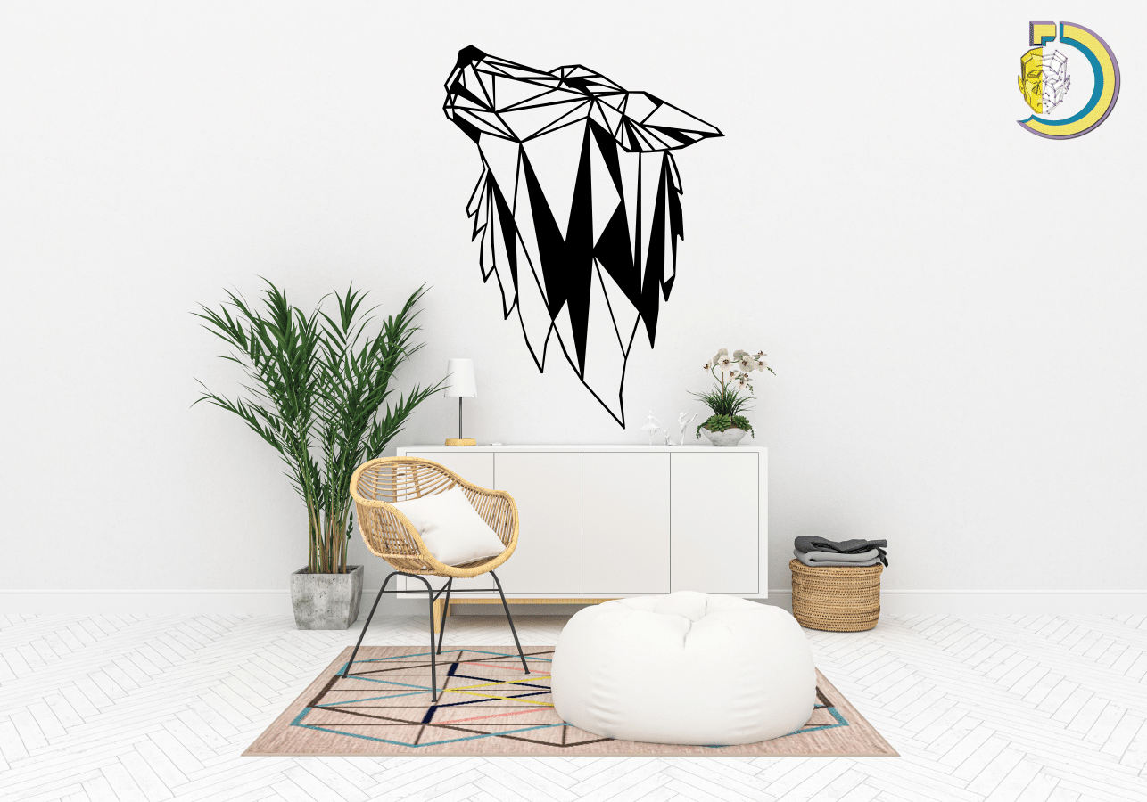 Geometric Wolf Metal Wall Art Interior Metal Wall Decor