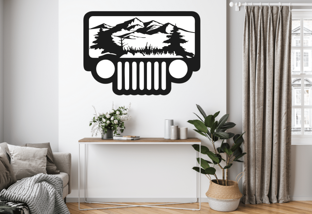 Jeep Scene Metal Wall Decor Laser Cut Plasma Design