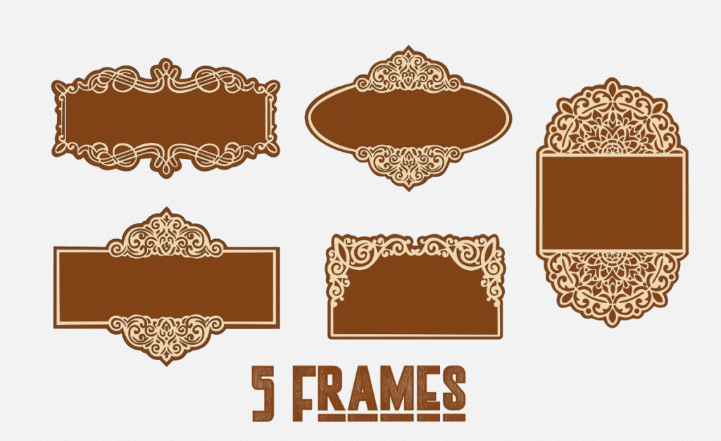 Laser Cut 5 Frames, Name Frame, Name Plate Vector Cut Files