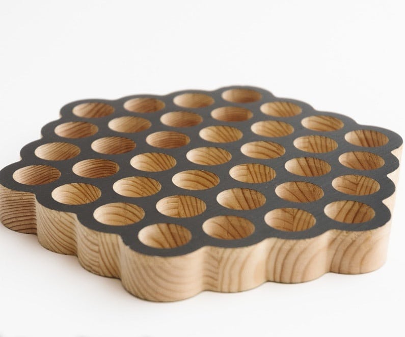 Laser Cut Circle Honeycomb Trivet 19 Holes Free Vector