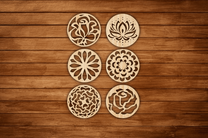 Laser Cut Decorative Flower Hot Coaster Free Vector