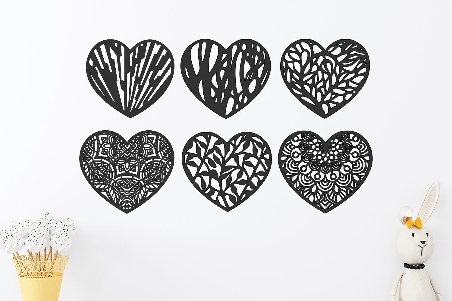 Laser Cut Decorative Heart Set SVG Vector File