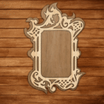 Laser Cut Decorative Wooden Mirror Frame, Photo Frame Free Vector