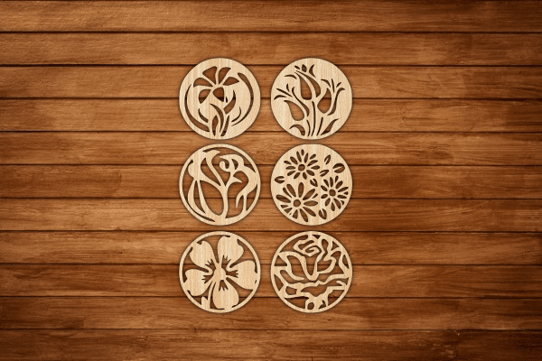 Laser Cut Flower Hot Coaster Free Vector