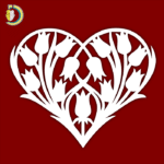 Laser Cut Flower in Heart Wedding Gift SVG DXF Free Vector