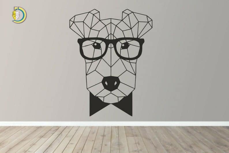 Laser Cut Puppy Geometric Wall Decor CDR DXF Free Vector