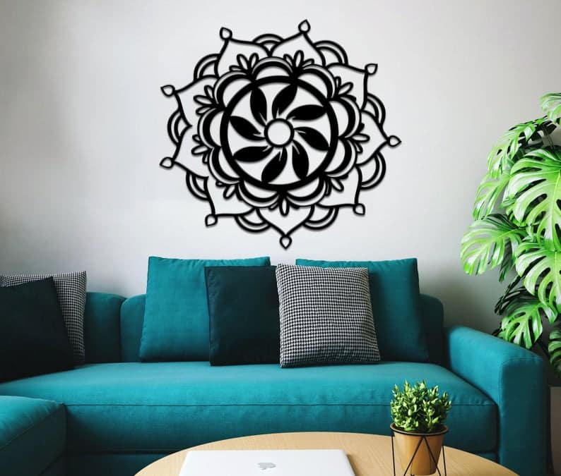 Mandala Lotus Metal Wall Art, Metal Wall Decor