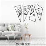 Set of 4 Asimetric Tree Themed Metal Wall Art