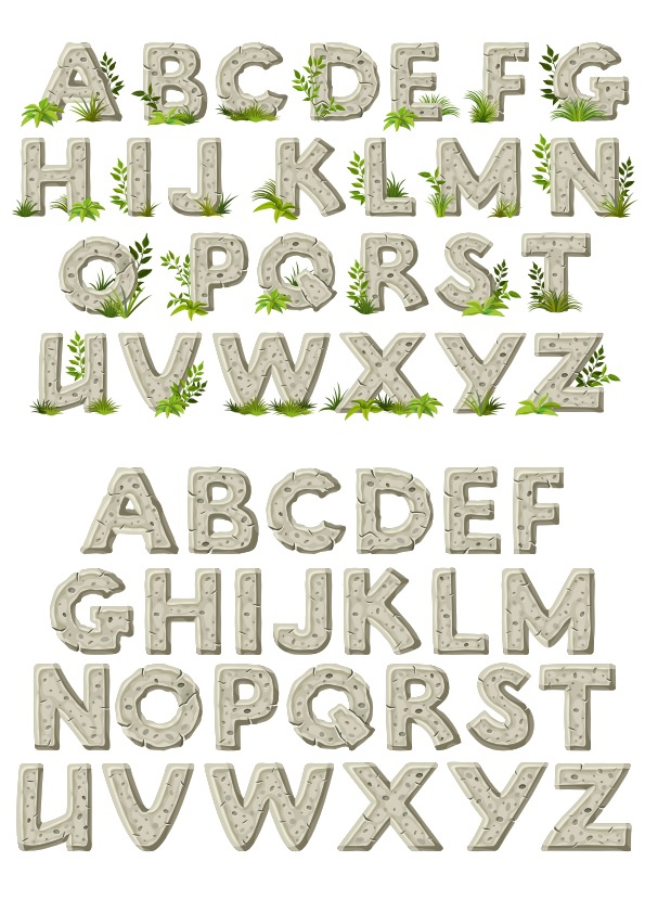 Stone Alphabet Set CDR Free Vector