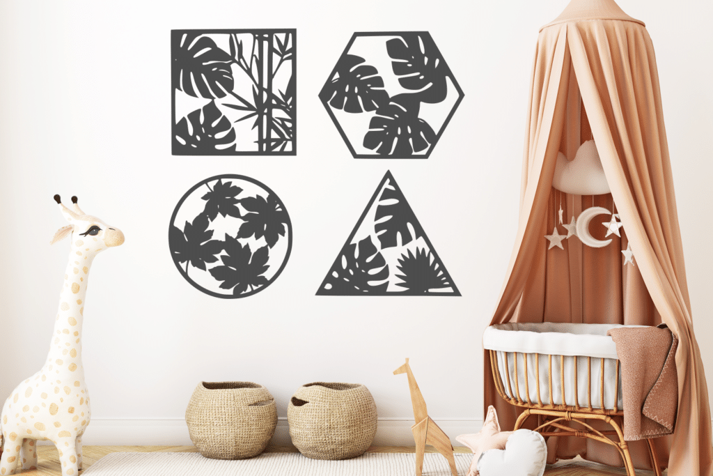 Tropical leaf collection Wall Decor, Boho Flower Sign Art