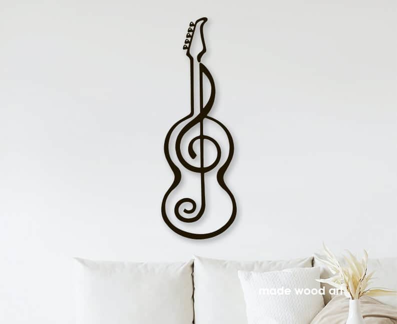 Wood Guitar Wall Art Musician Gifts Wood Guitar Sign