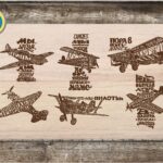 Airplane Set of 6 for Engraving Free Vector