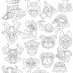 Animals Face Line Set CDR Free Vector Clipart