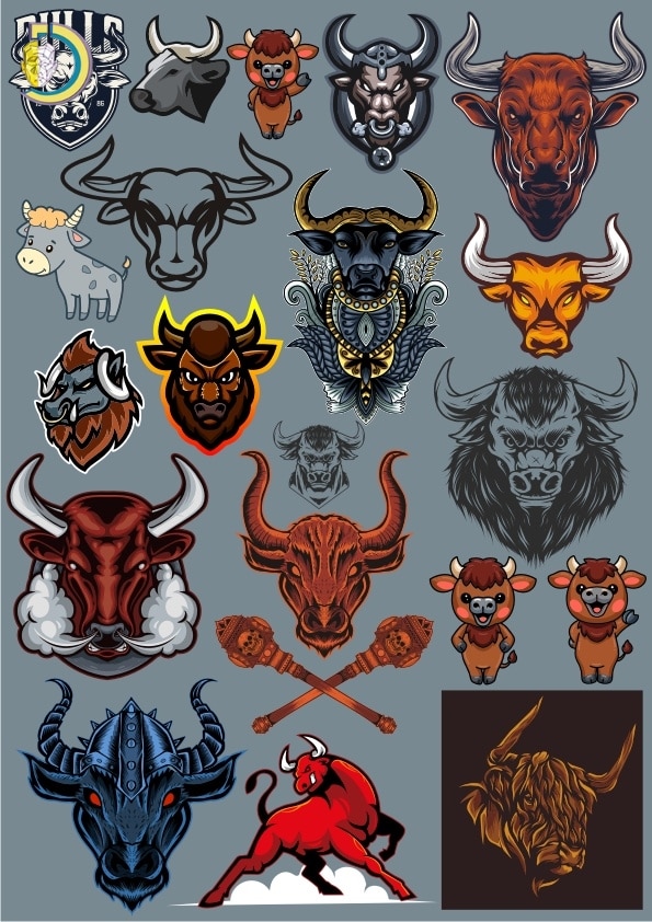 Bulls Set CDR Free Vector Clipart