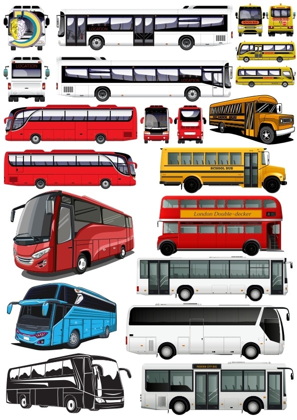 Bus Set CDR Free Vector Clipart