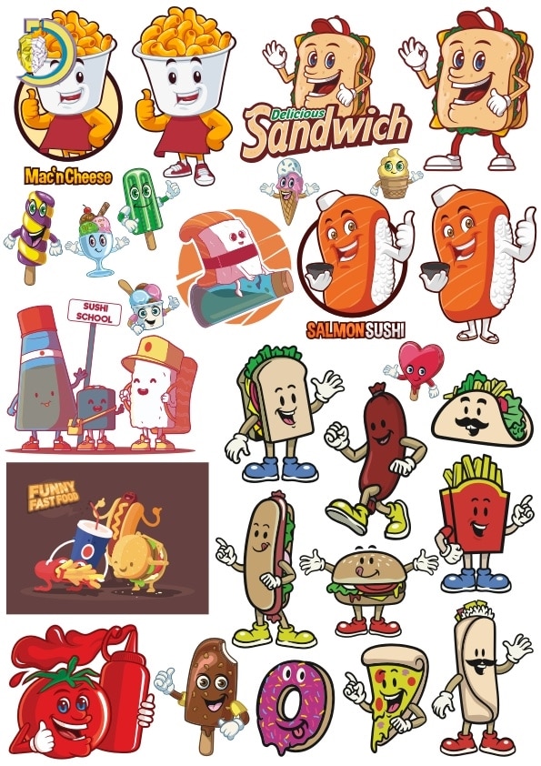 Cartoon Food Set CDR Free Vector Clipart