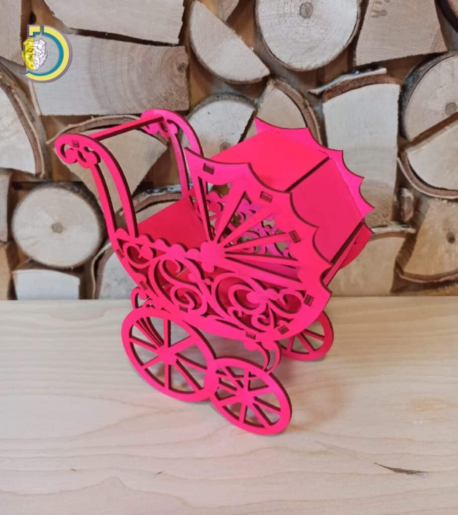 Laser Cut Baby Shower Carriage Stroller Wedding Favors Free Vector