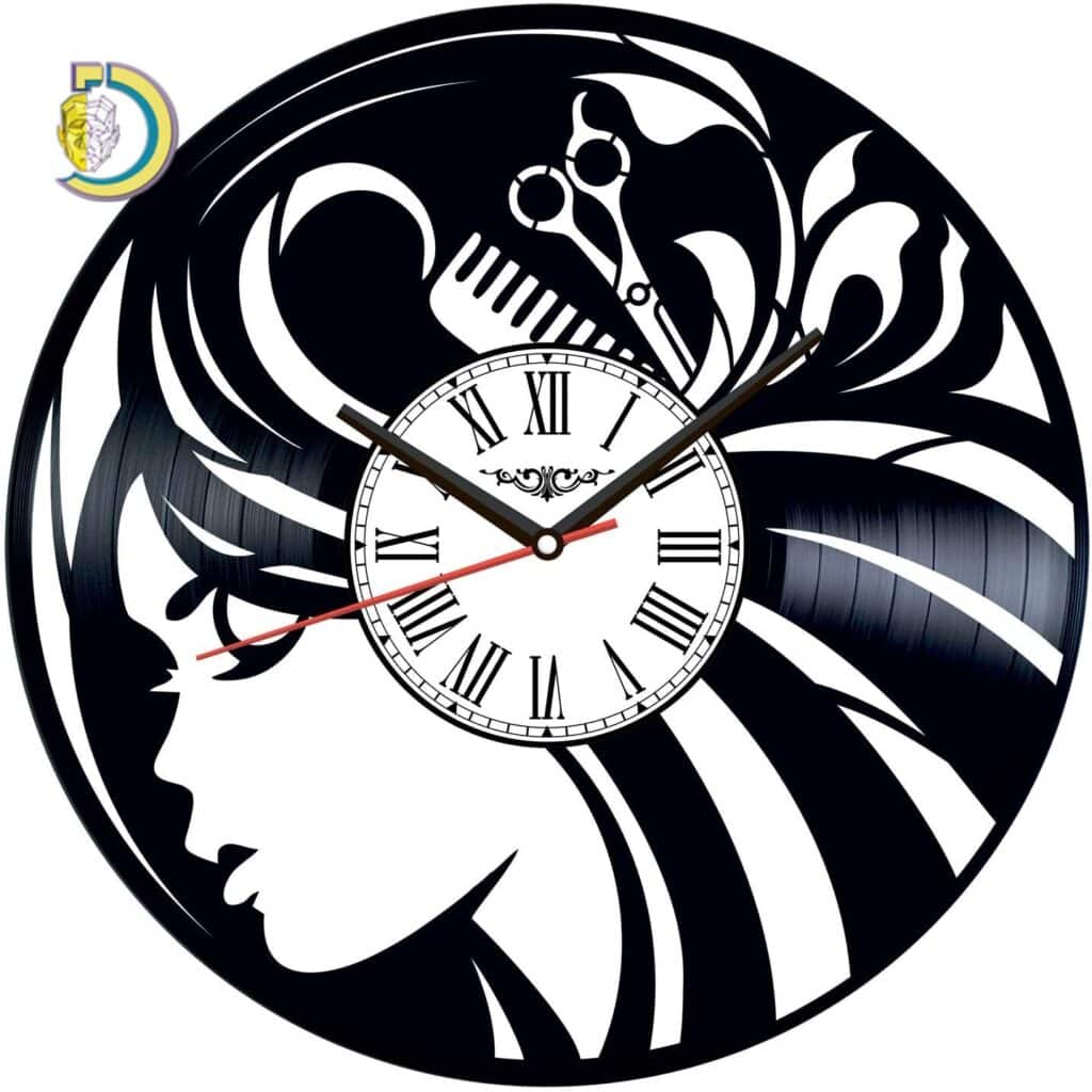 Laser Cut Beauty Salon Wall Clock CDR Free Vector