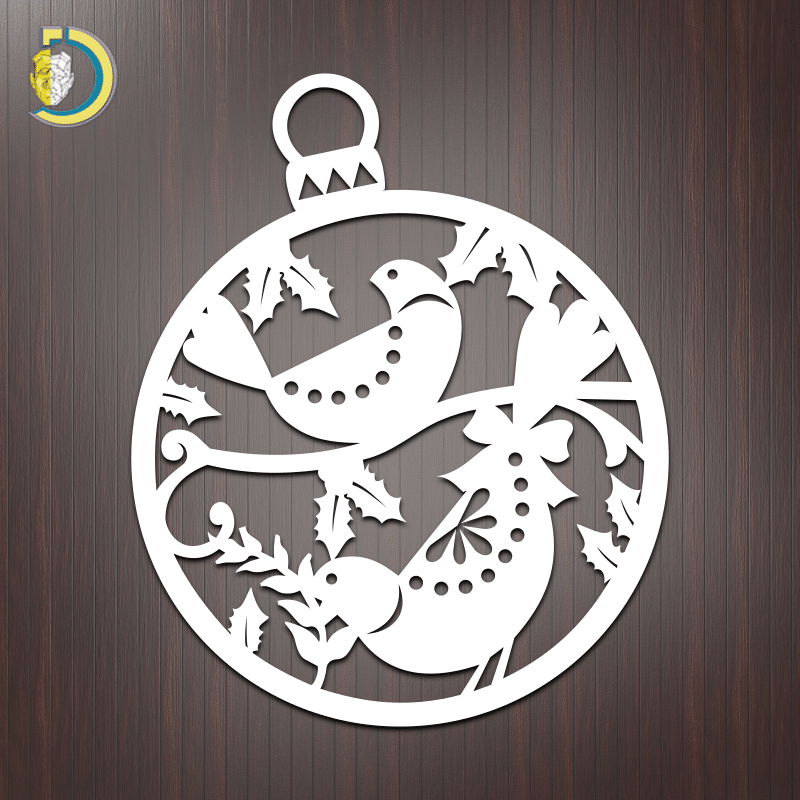 Laser Cut Bird Christmas Baubles Free Vector