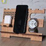 Laser Cut Cell Phone Stand Wooden Docking Station Free Vector