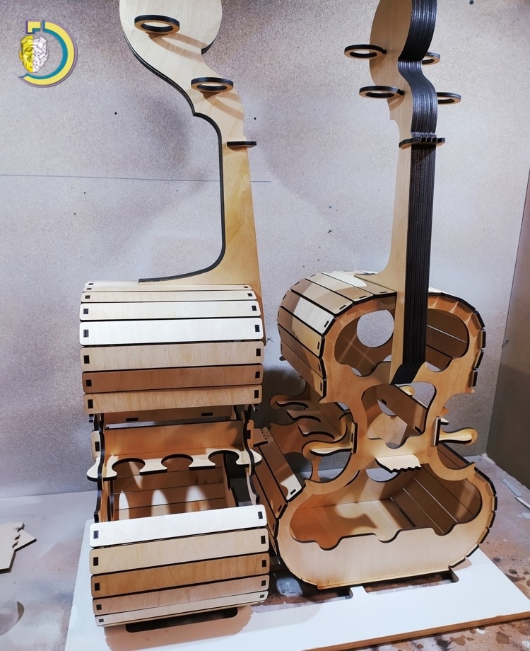 Laser Cut Cello Violin Minibar CDR Free Vector