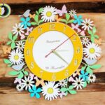 Laser Cut Chamomile Daisy Flower Wall Clock Free Vector