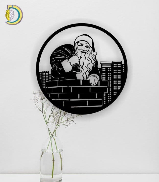 Laser Cut Christmas Santa Claus Wall Decor Panel Free Vector