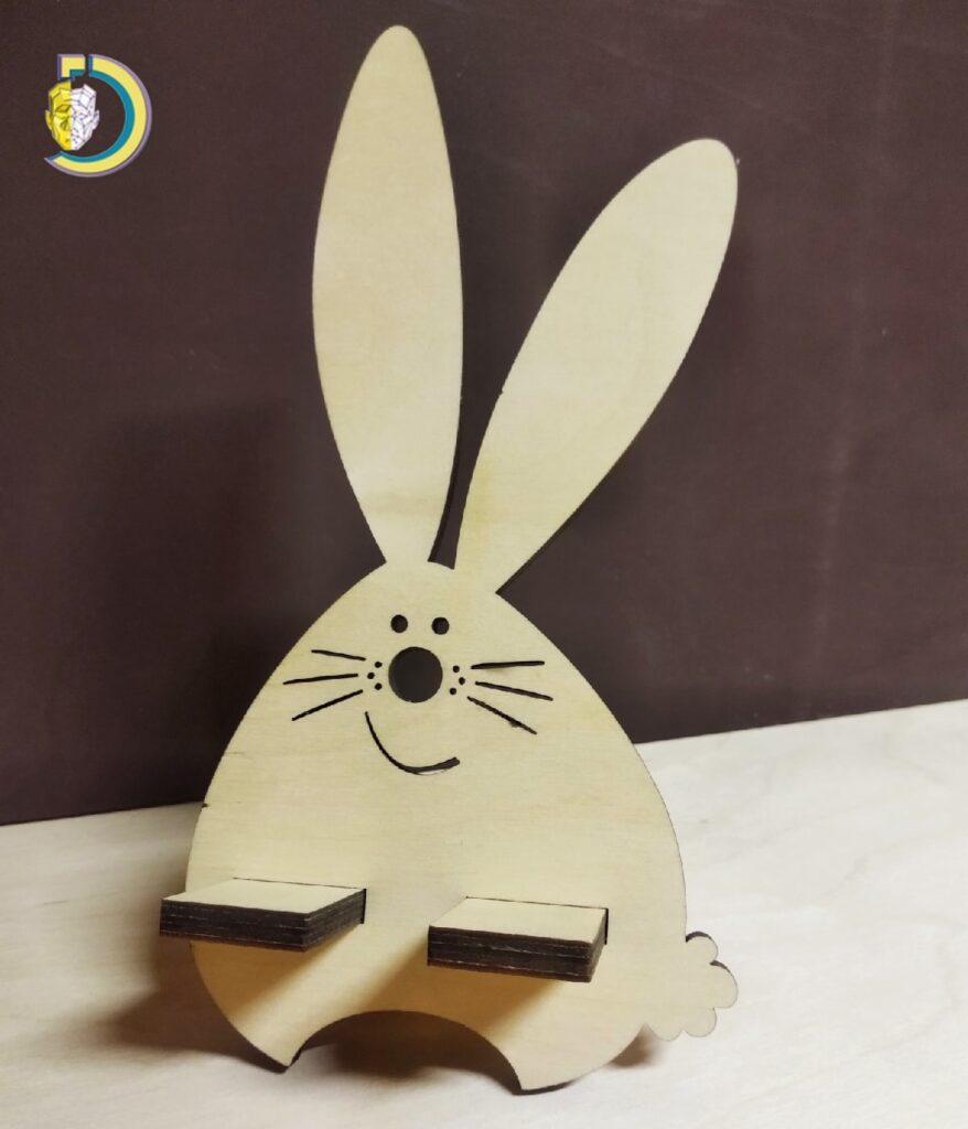 Laser Cut Cute Bunny Phone Stand CDR Free Vector