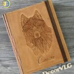 Laser Cut Decor Wolf Engraved Notebook Cover CDR Free Vector