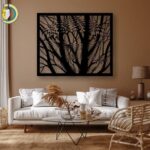 Laser Cut Decorative Trees Reflection Wall Panel Free Vector