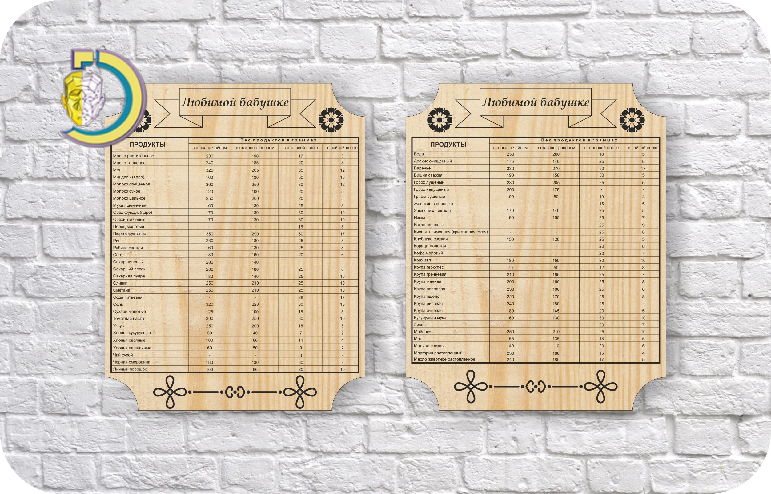 Laser Cut Dimensional Table for Ingredients Free Vector