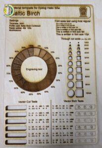 Laser Cut Etch Material Test Template DXF Vector