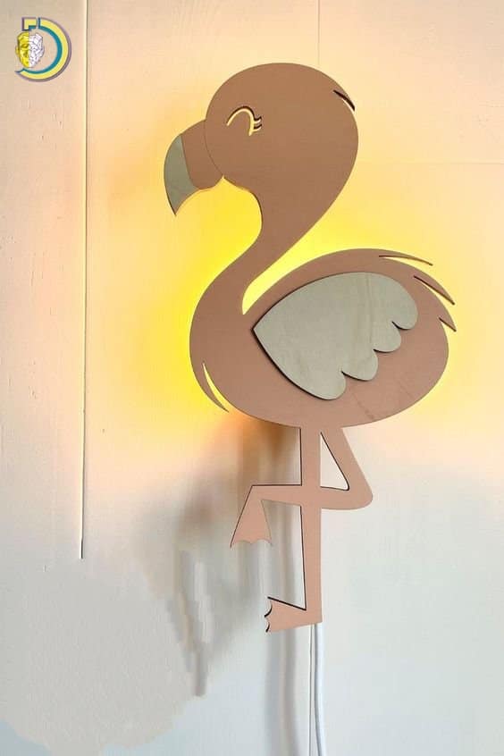 Laser Cut Flamingo Wall Lamp Decor Free Vector