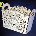 Laser Cut Floral Basket Free CDR Vector