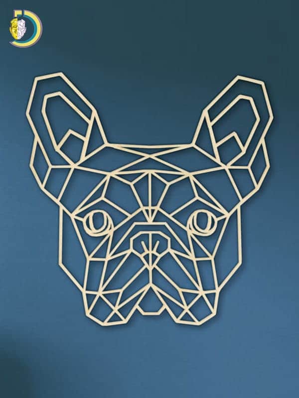 Laser Cut Geometric French Bulldog Head SVG DXF Vector