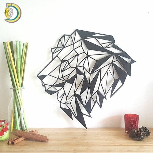 Laser Cut Geometric Lion Head Free Vector