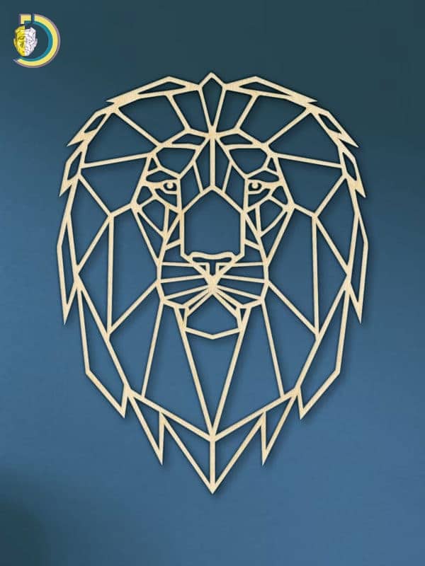 Laser Cut Geometric Lion Head SVG DXF Vector