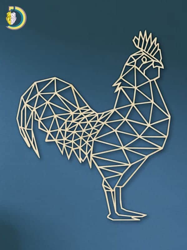 Laser Cut Geometric Rooster Chicken SVG DXF Vector