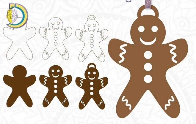 Laser Cut Gingerbread Ornament Free Vector