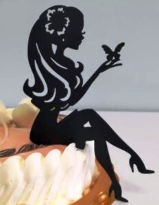 Laser Cut Girl Cake Topper CDR Free Vector