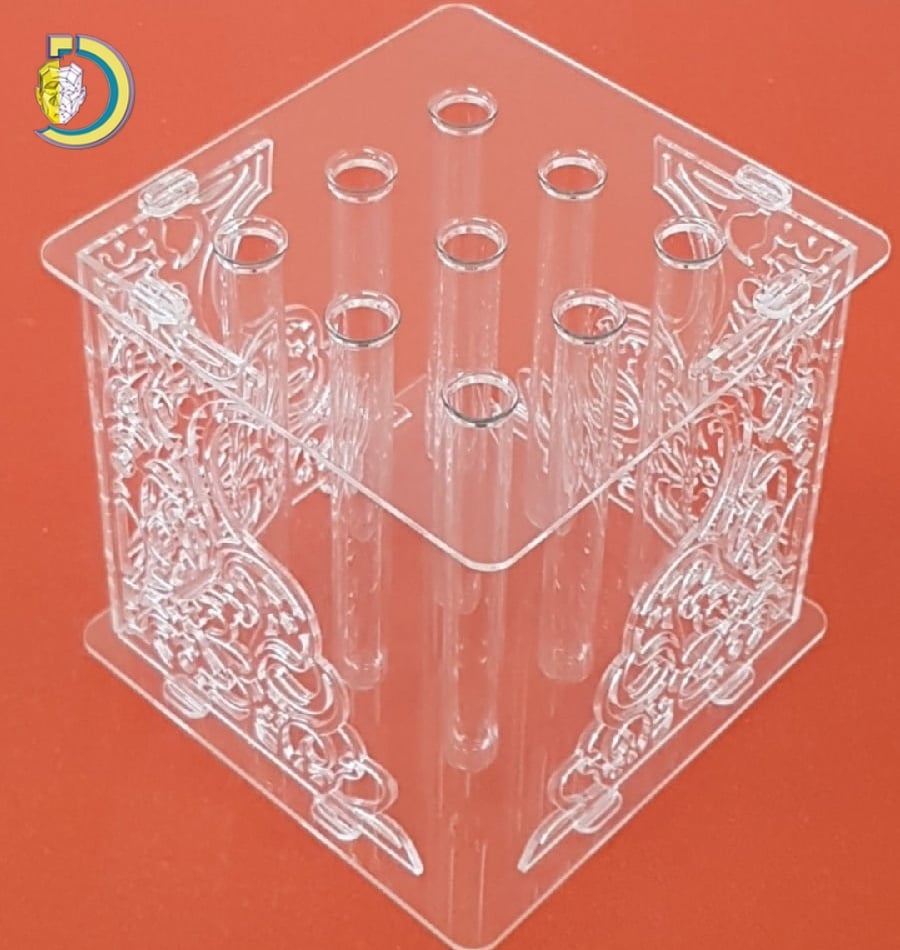 Laser Cut Glass Test Tubes Flower Stand Free Vector