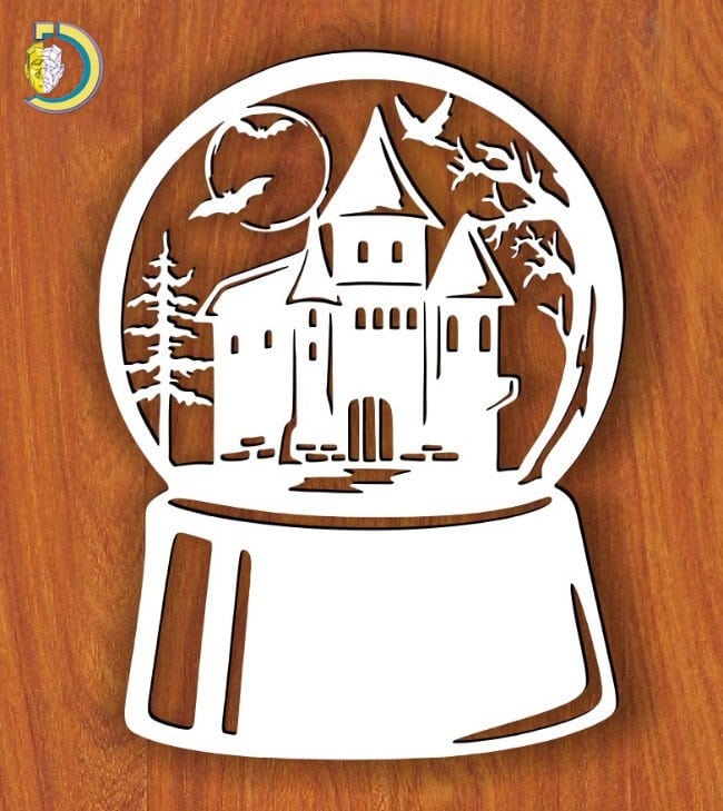 Laser Cut Halloween Round Globe Free Vector