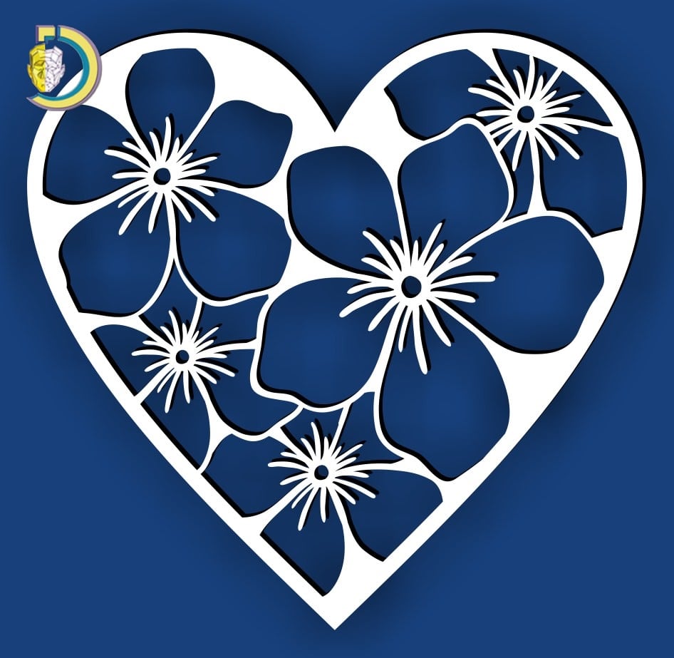 Laser Cut Heart Flower CDR Free Vector