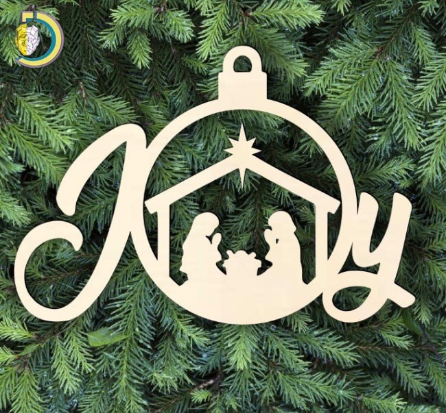 Laser Cut Joy with Christmas Layout Free Vector