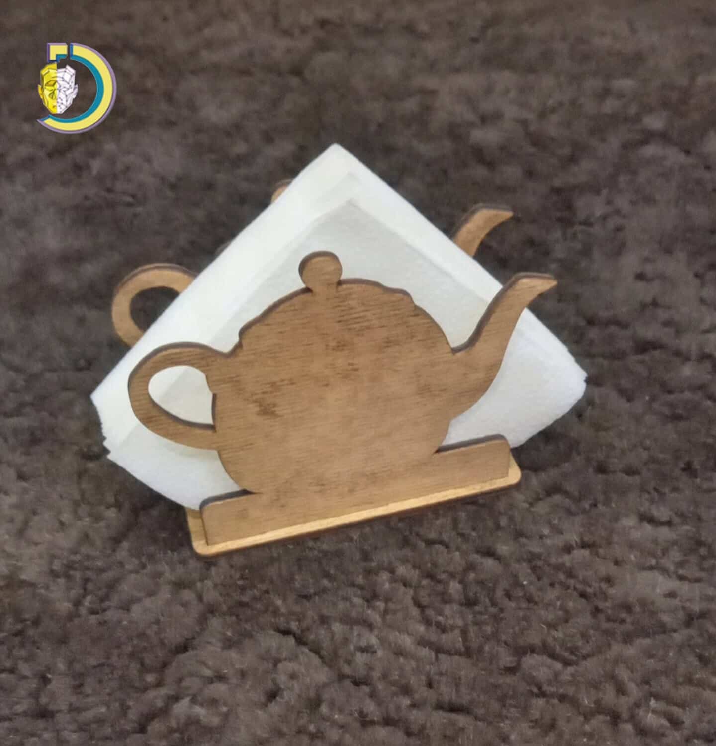 Laser Cut Kettle Shaped Napkin Holder CDR Free Vector